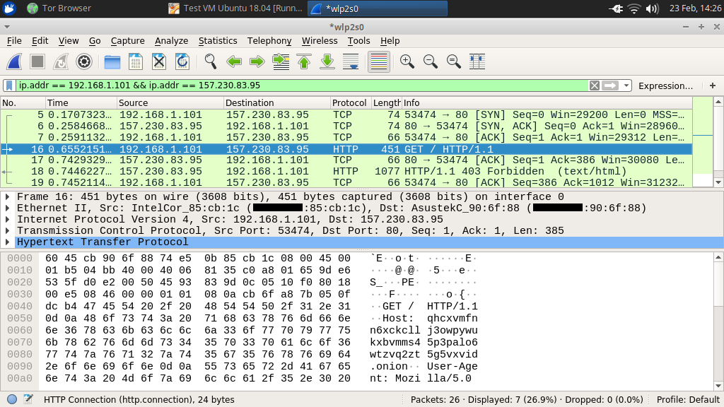 can wireshark capture packets from tor